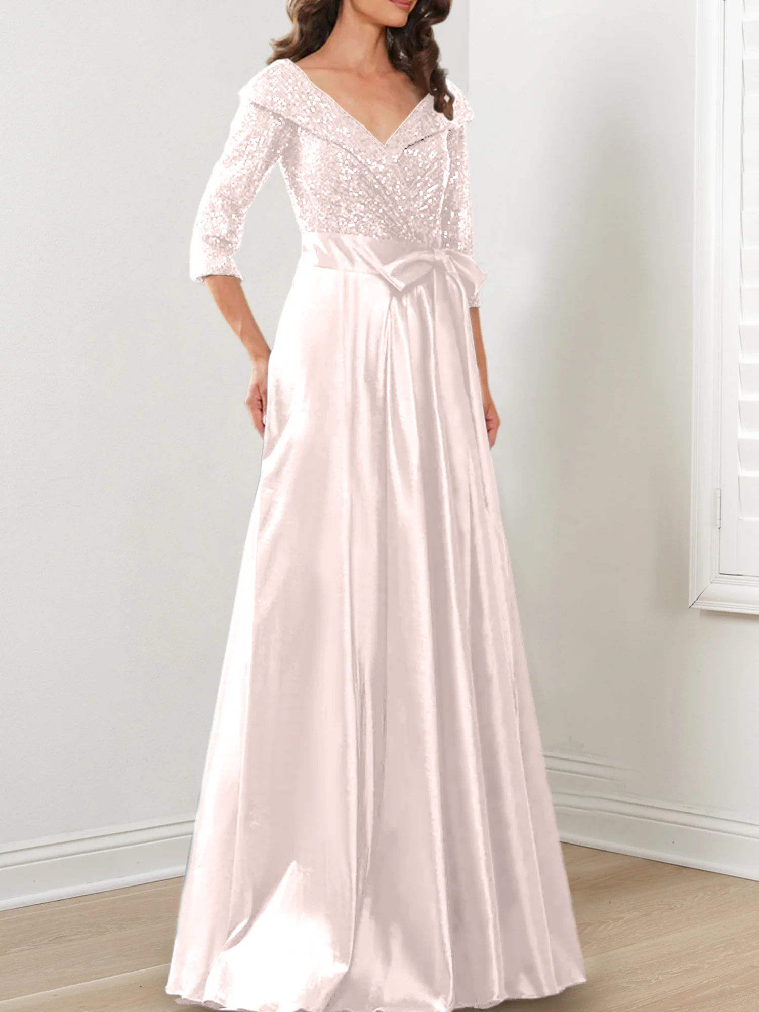A-Line/Princess V-Neck Floor-Length Mother of the Bride Dresses - Image 21