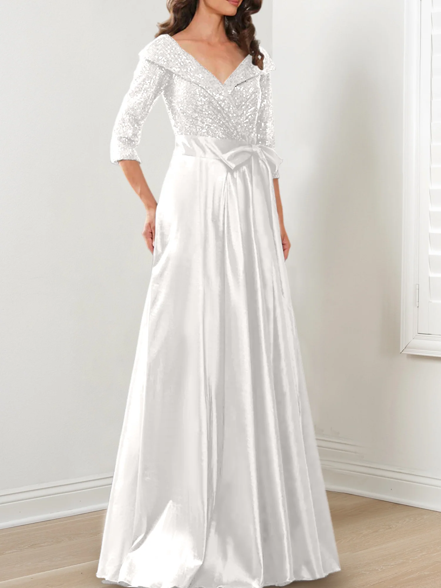 A-Line/Princess V-Neck Floor-Length Mother of the Bride Dresses - Image 48