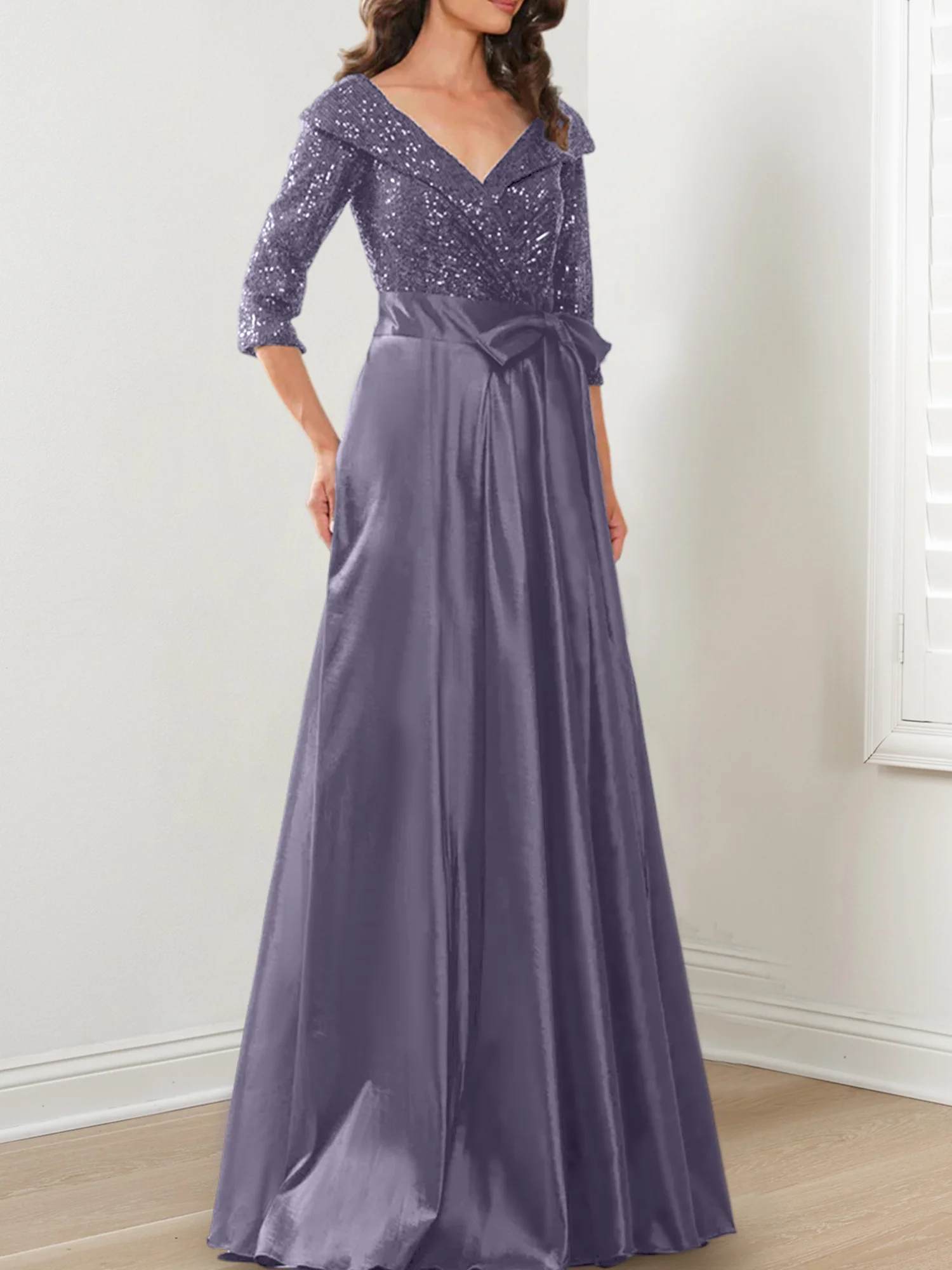 A-Line/Princess V-Neck Floor-Length Mother of the Bride Dresses - Image 54