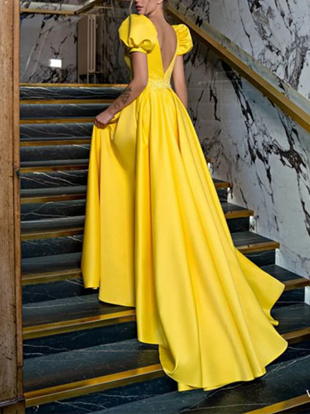 A-Line/Princess V-Neck Floor-length Prom Dresses - Image 2