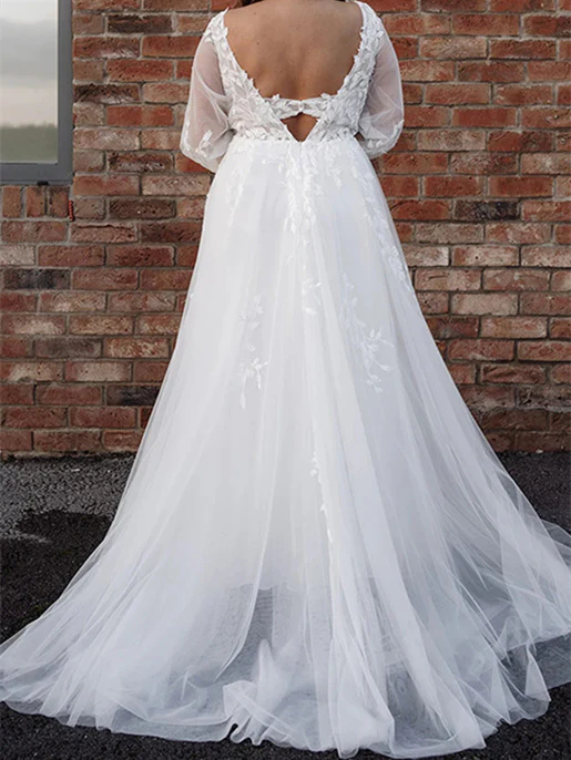A-Line/Princess V-Neck Floor-length Wedding Dress - Image 2