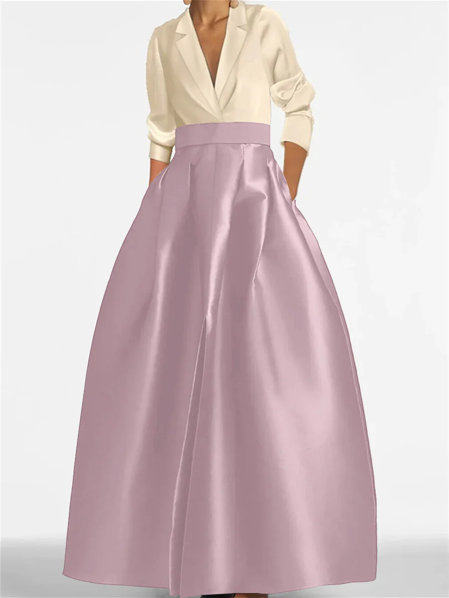 A-Line/Princess V-Neck Long Sleeves Mother Of The Bride Dresses With Pockets - Image 16