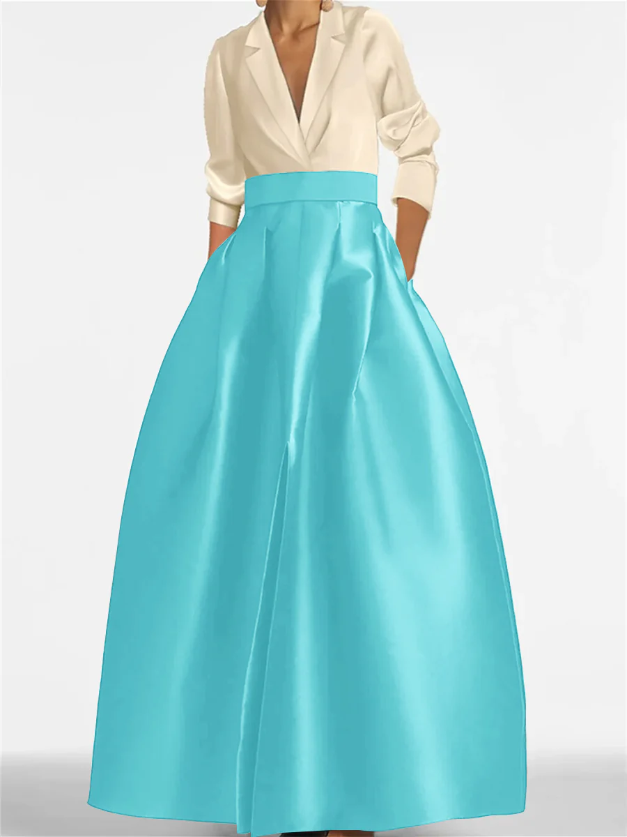 A-Line/Princess V-Neck Long Sleeves Mother Of The Bride Dresses With Pockets - Image 29