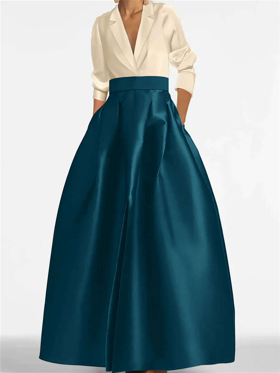 A-Line/Princess V-Neck Long Sleeves Mother Of The Bride Dresses With Pockets - Image 35