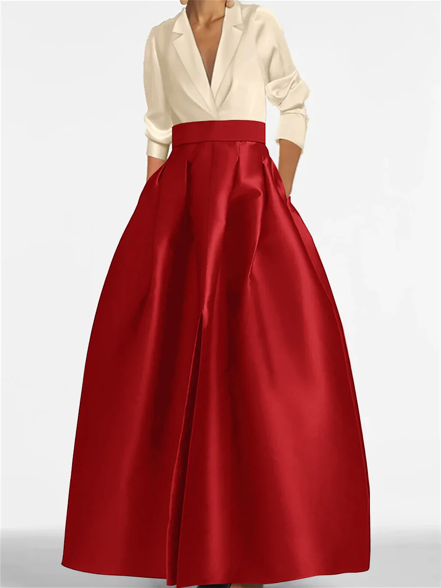 A-Line/Princess V-Neck Long Sleeves Mother Of The Bride Dresses With Pockets - Image 48
