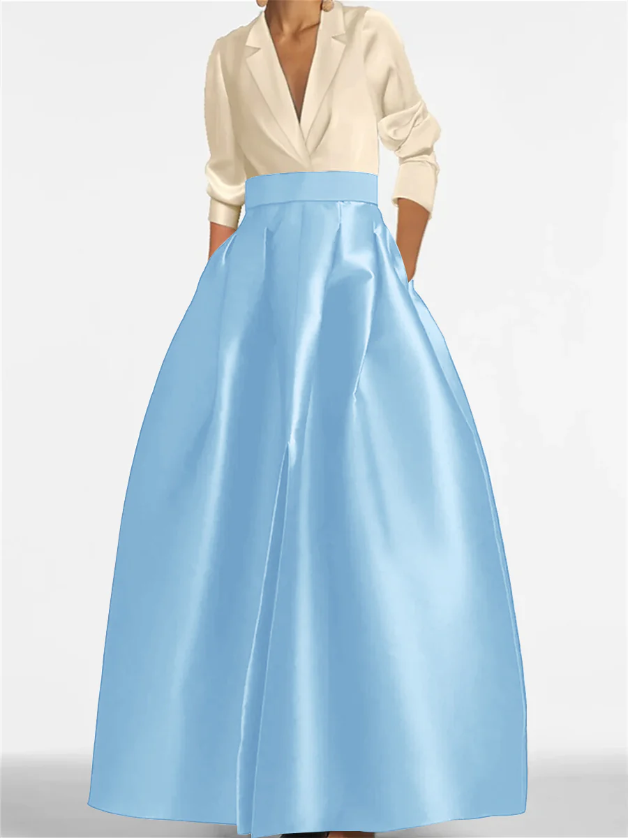 A-Line/Princess V-Neck Long Sleeves Mother Of The Bride Dresses With Pockets - Image 54