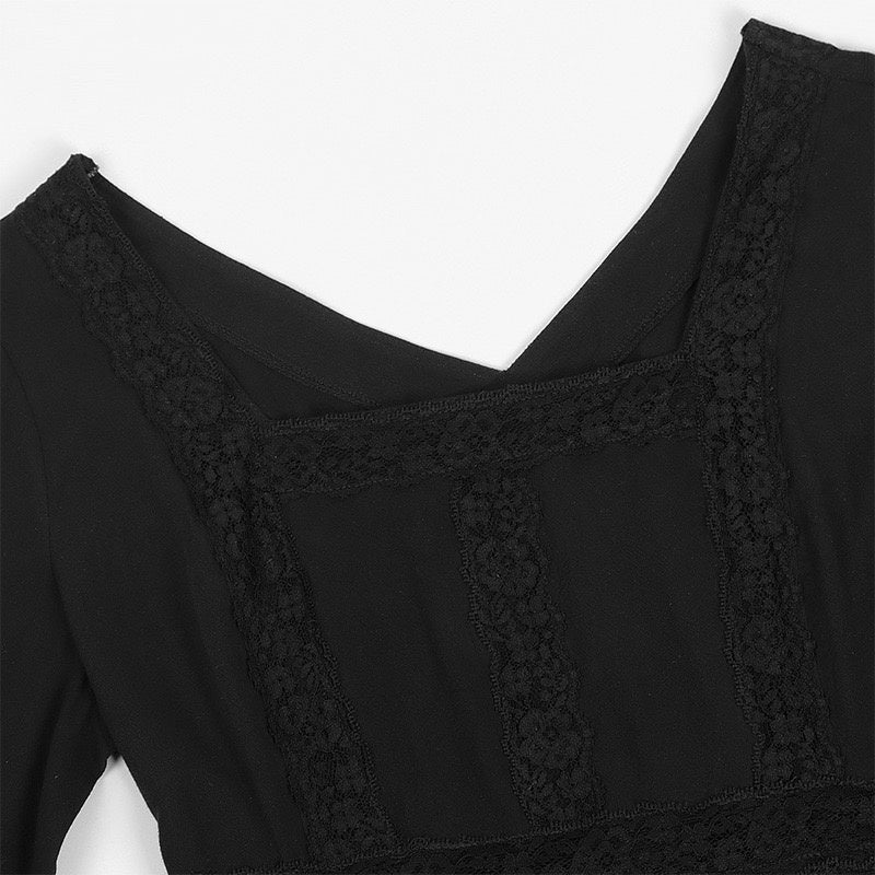 A-Line/Princess V-Neck Long Sleeves Tea-Length Elegant Medieval Renaissance Cocktail Dress - Image 9