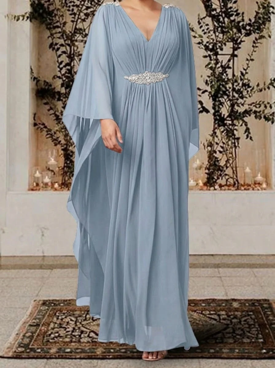 A-Line/Princess V-Neck Mother of the Bride Dresses with Rhinestones - Image 4