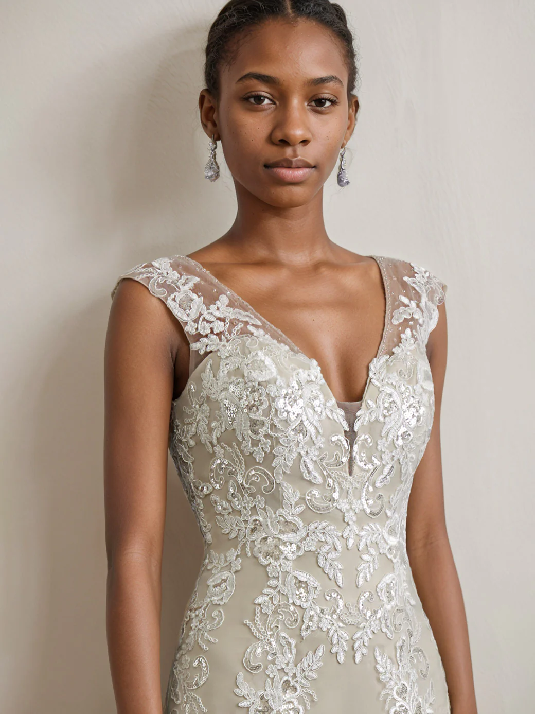A-Line/Princess V-Neck Sleeveless Floor-Length Wedding Dress With Beading - Image 3