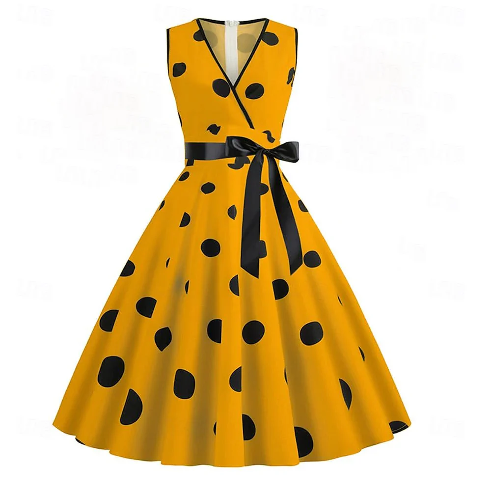 A-Line/Princess V-Neck Sleeveless Knee-Length Halloween Performance Costumes Dress with Bowknot - Image 11