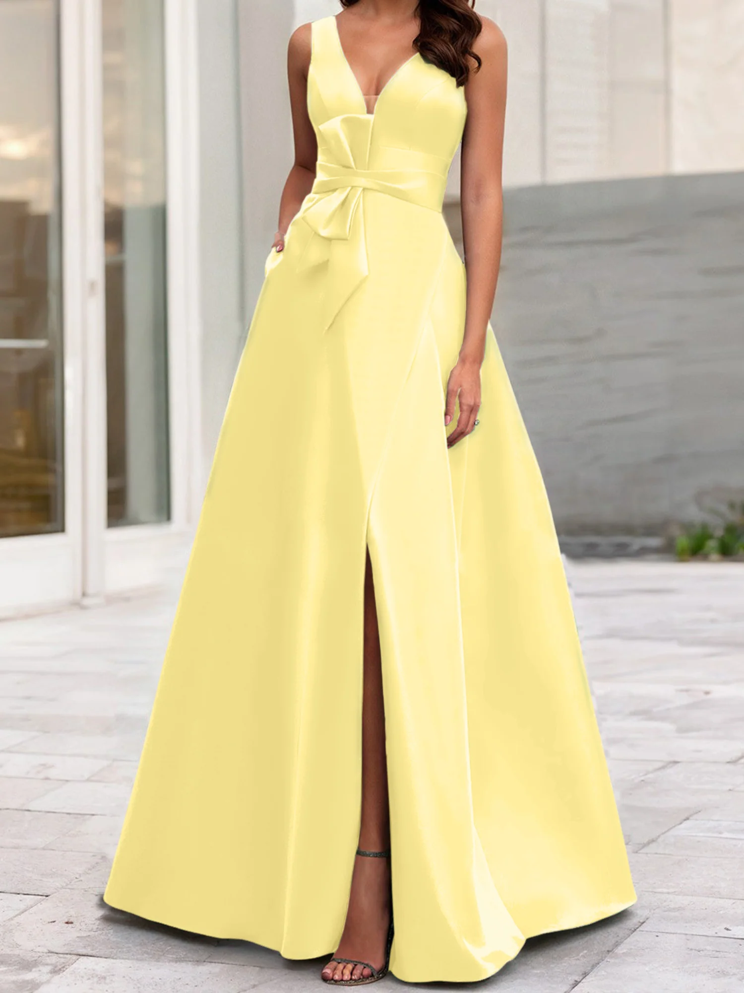 A-Line/Princess V-Neck Sleeveless Mother Of The Bride Dresses With Split Side - Image 15