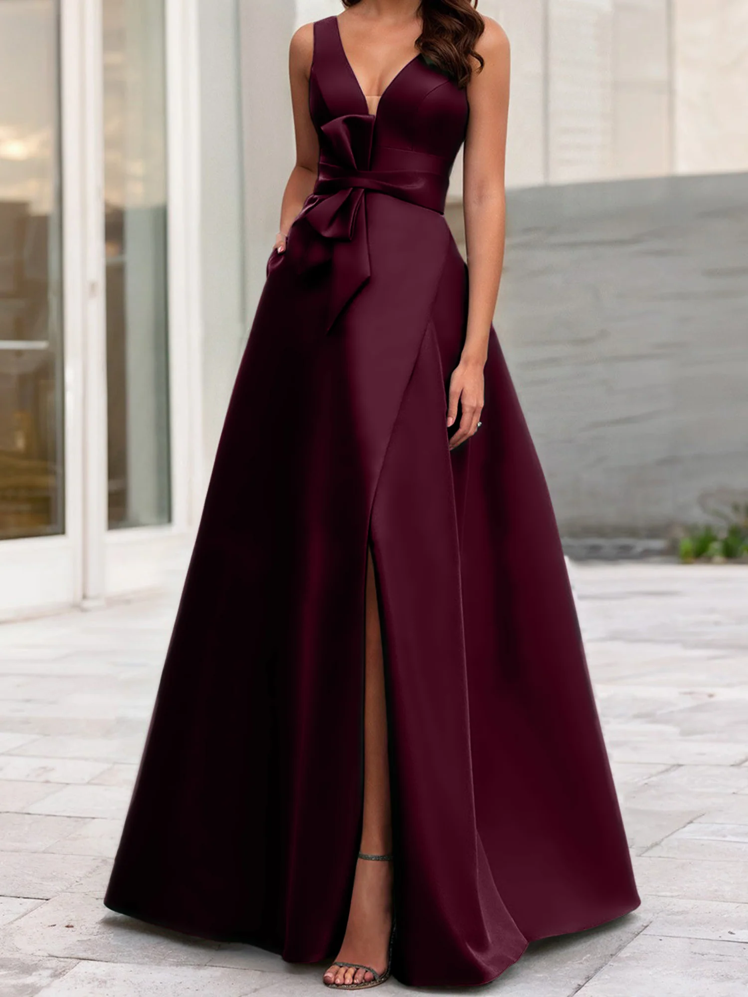 A-Line/Princess V-Neck Sleeveless Mother Of The Bride Dresses With Split Side - Image 19
