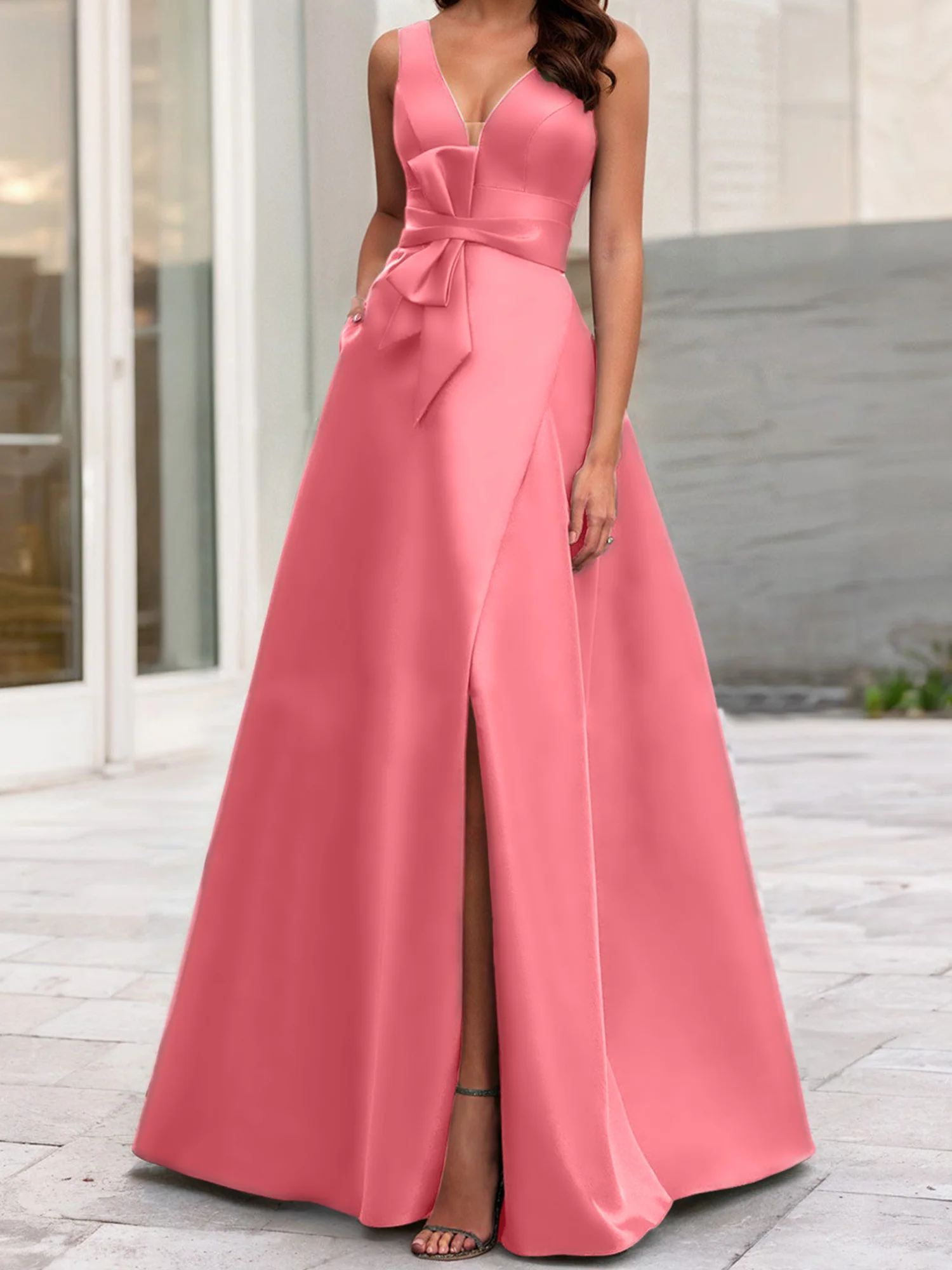 A-Line/Princess V-Neck Sleeveless Mother Of The Bride Dresses With Split Side - Image 22