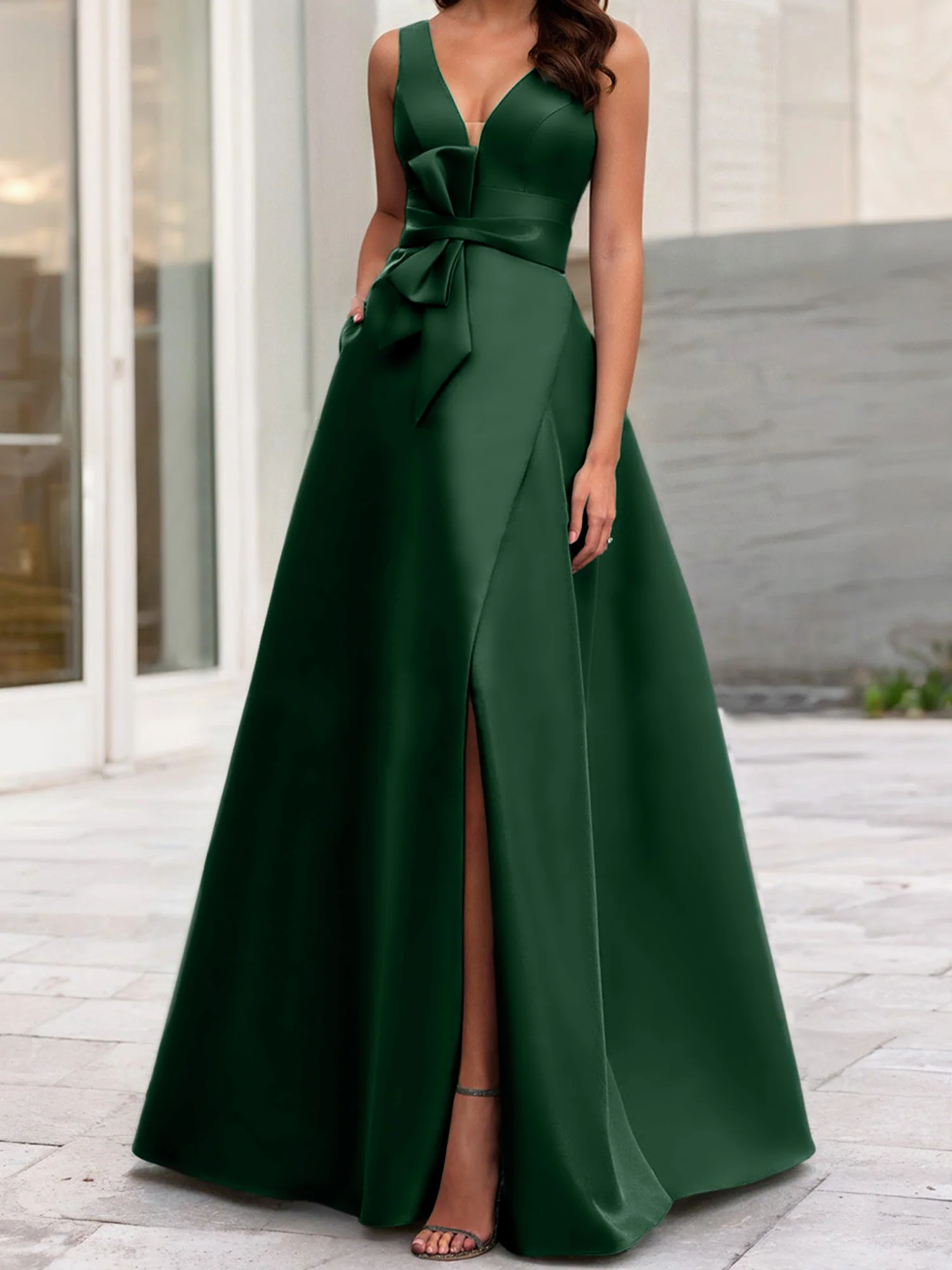 A-Line/Princess V-Neck Sleeveless Mother Of The Bride Dresses With Split Side - Image 23