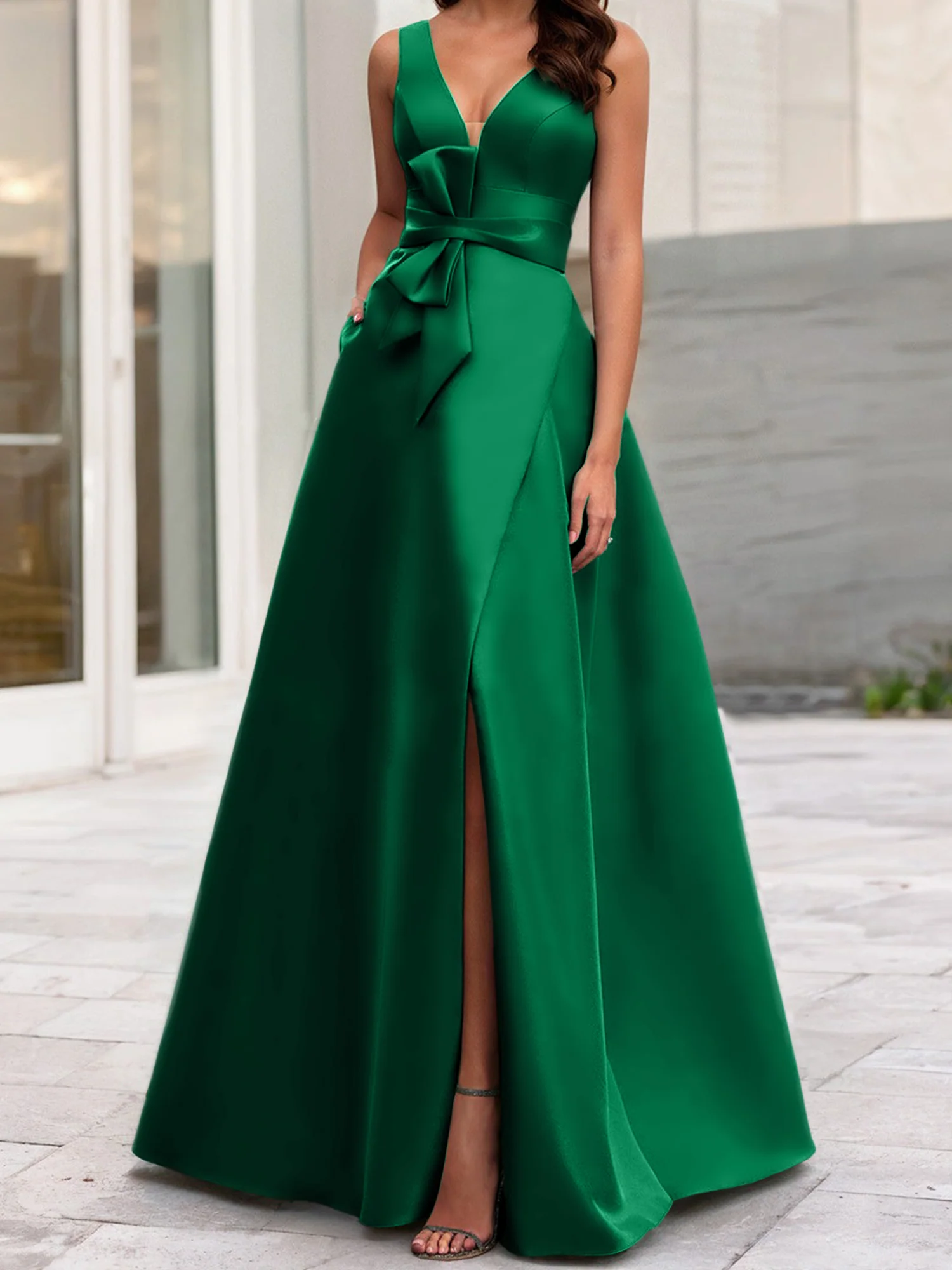 A-Line/Princess V-Neck Sleeveless Mother Of The Bride Dresses With Split Side - Image 29
