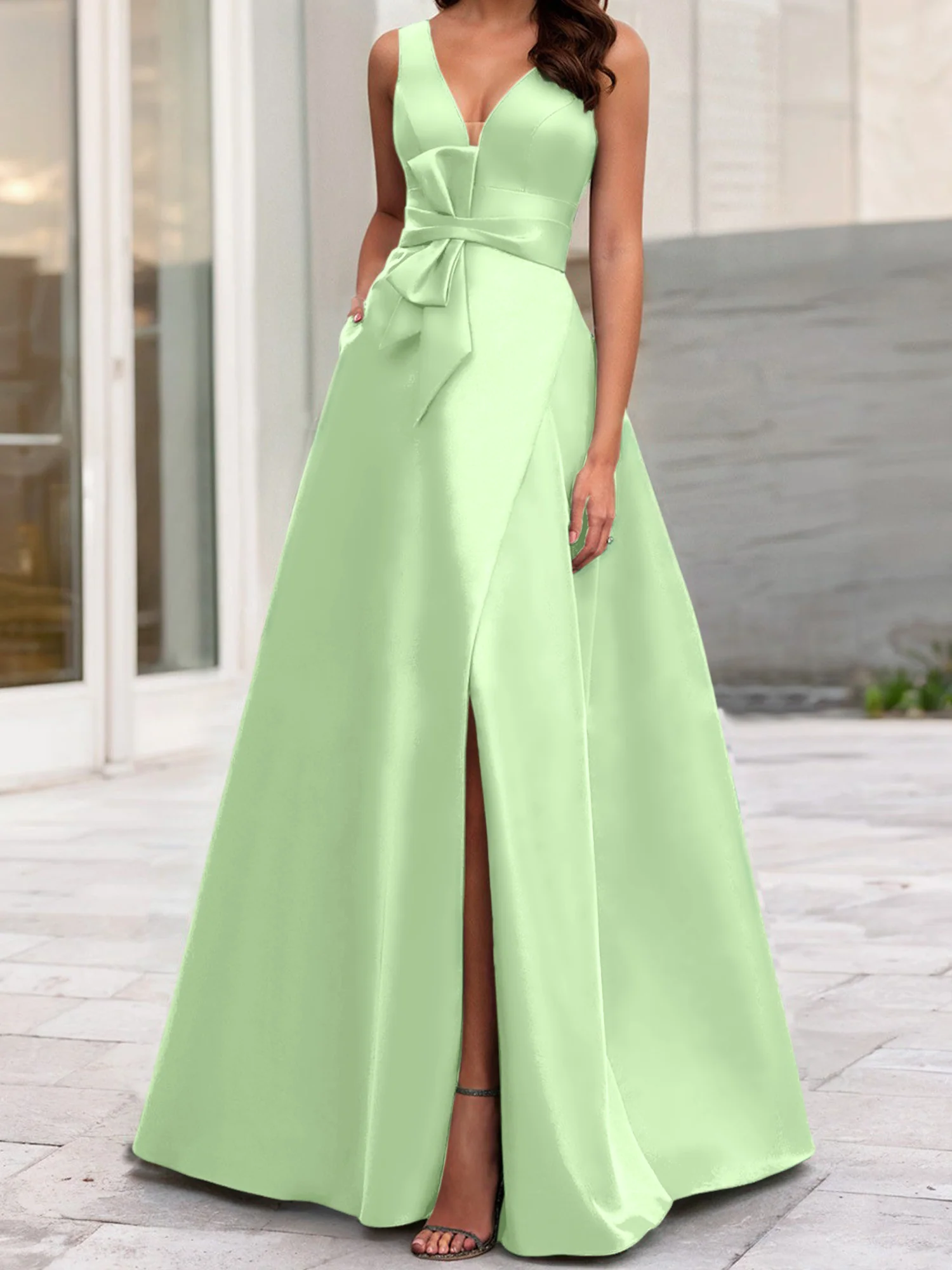 A-Line/Princess V-Neck Sleeveless Mother Of The Bride Dresses With Split Side - Image 47