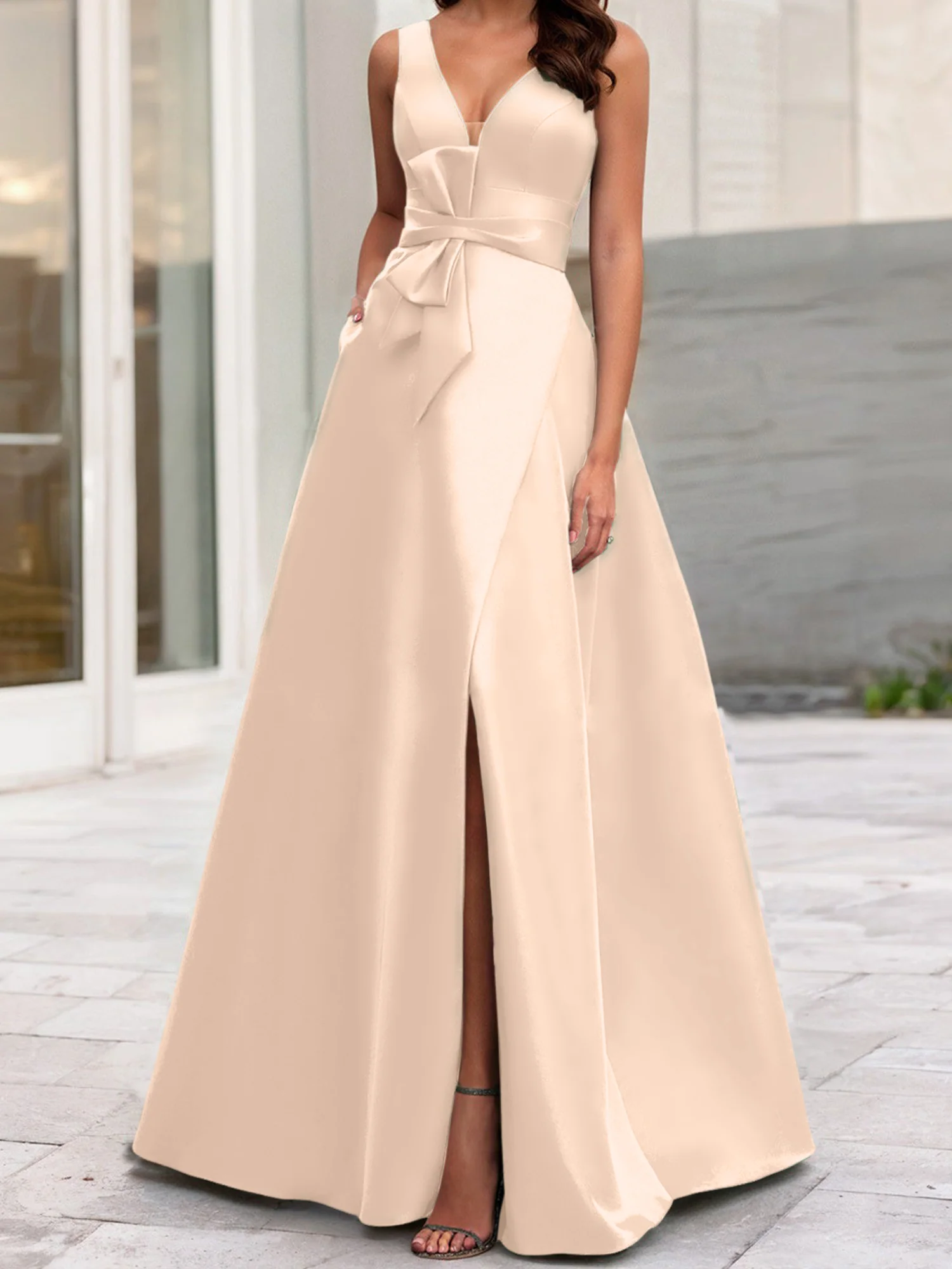 A-Line/Princess V-Neck Sleeveless Mother Of The Bride Dresses With Split Side - Image 54