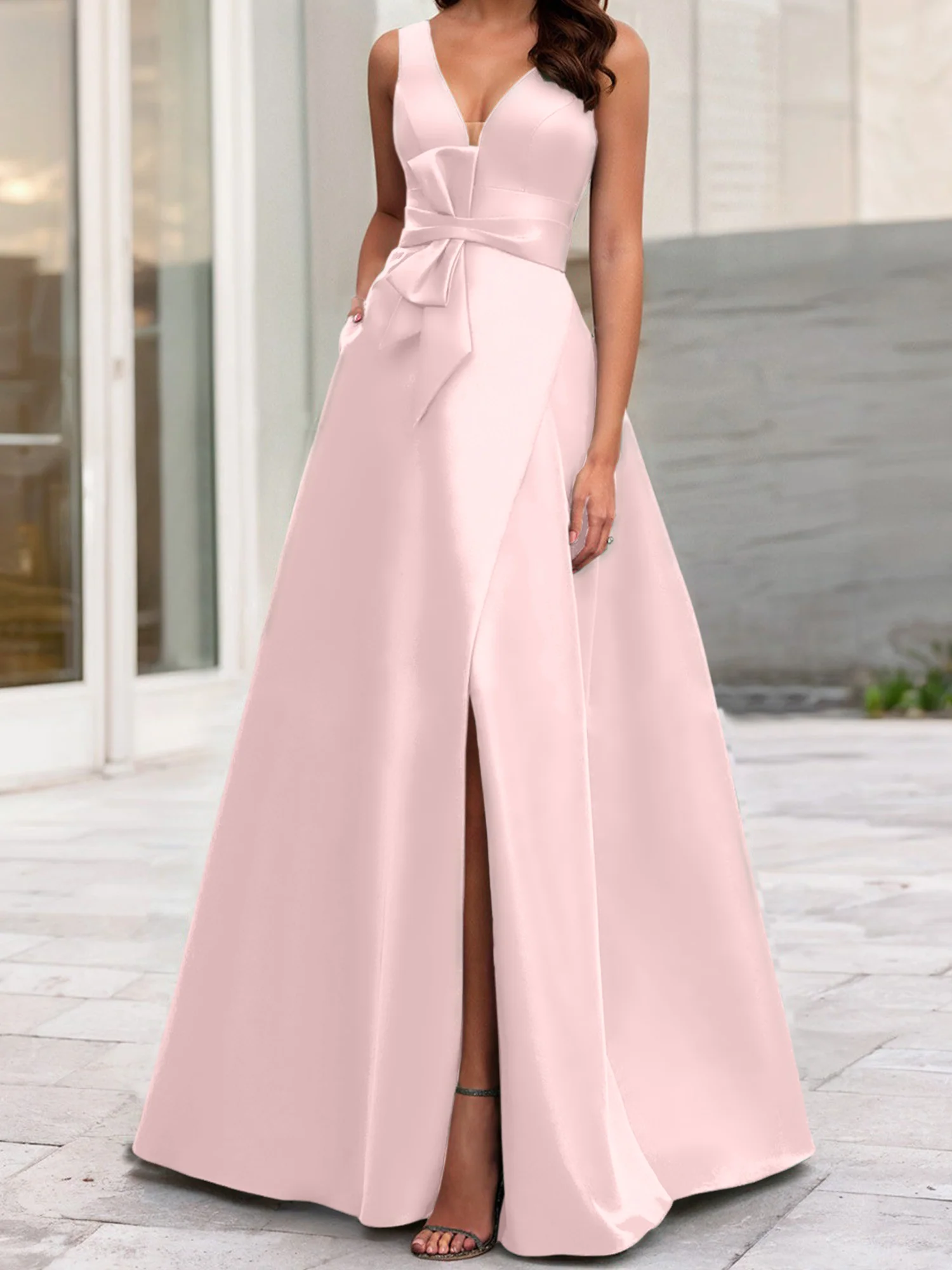 A-Line/Princess V-Neck Sleeveless Mother Of The Bride Dresses With Split Side - Image 57