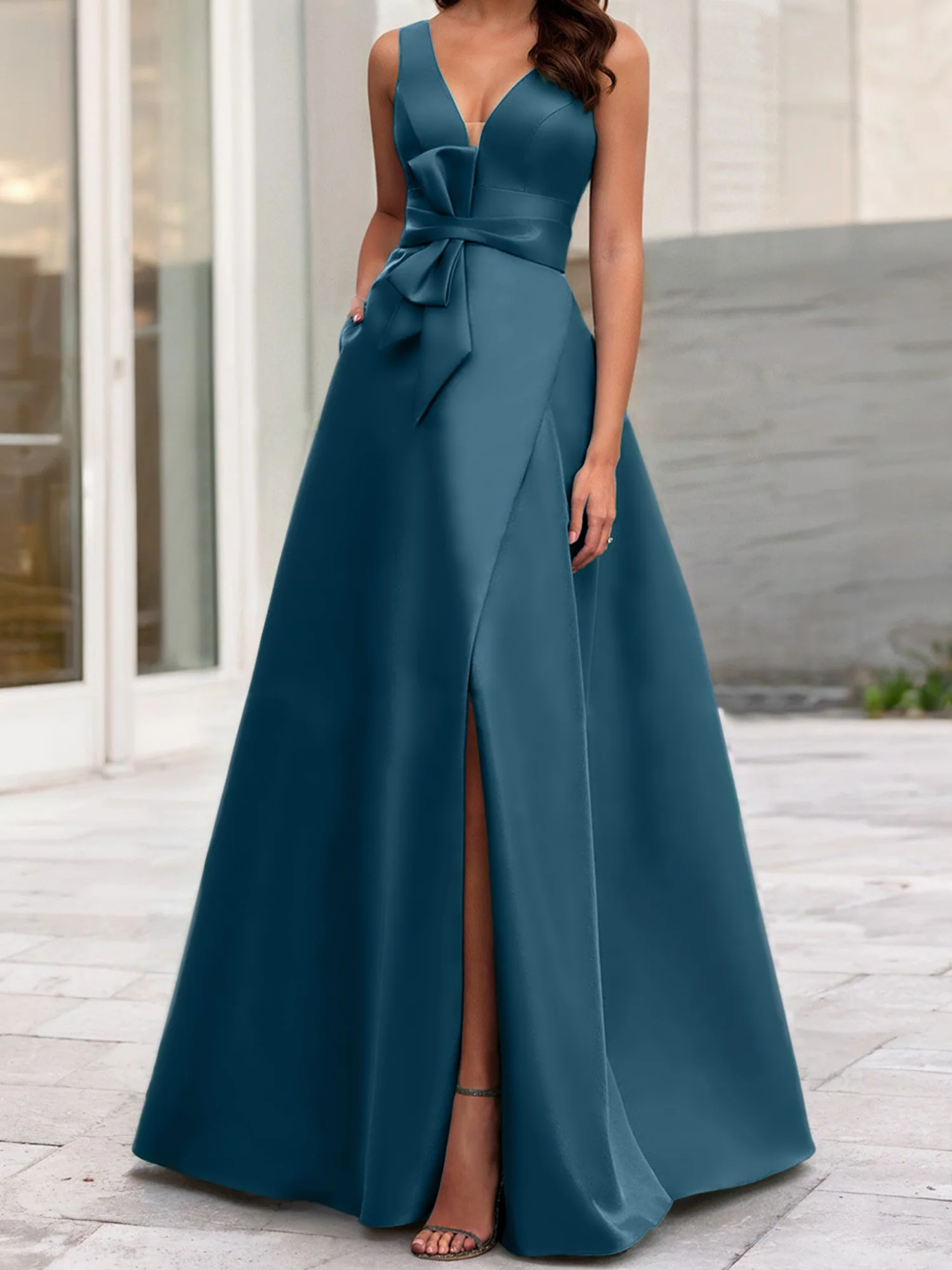 A-Line/Princess V-Neck Sleeveless Mother Of The Bride Dresses With Split Side - Image 69