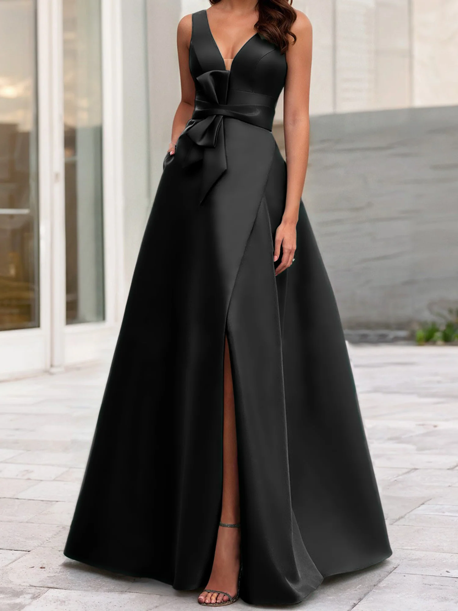 A-Line/Princess V-Neck Sleeveless Mother Of The Bride Dresses With Split Side - Image 9