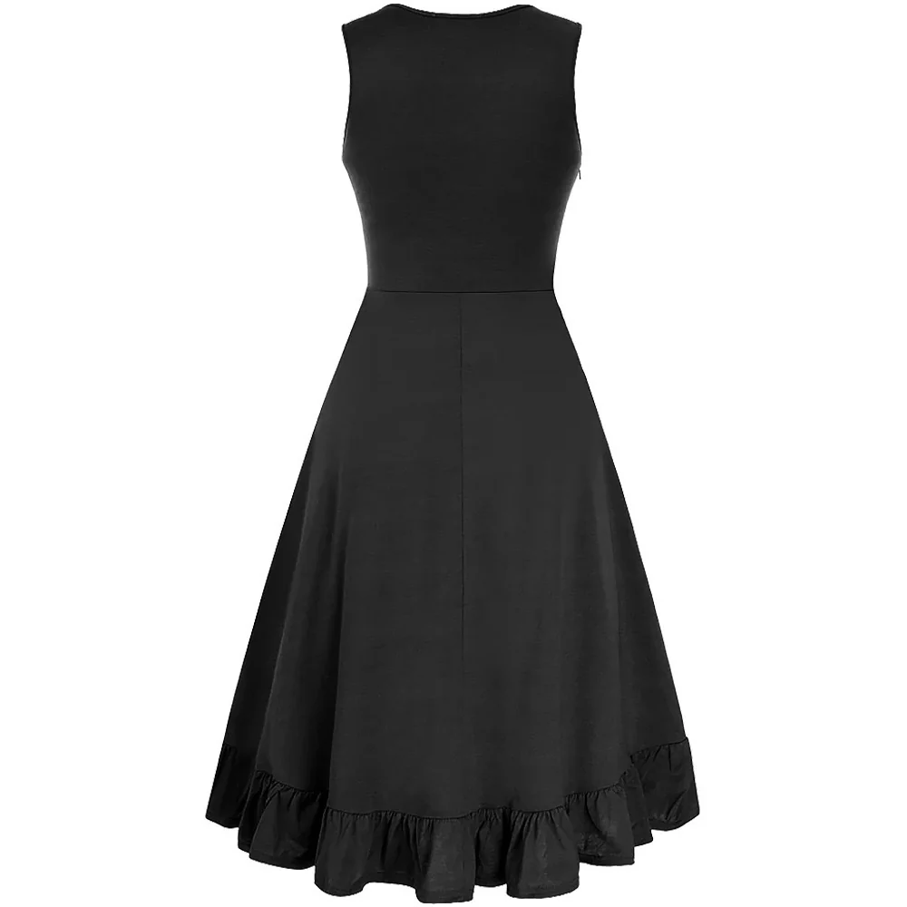 A-Line/Princess V-Neck Sleeveless Tea-Length Punk & Gothic Renaissance Steampunk Dress - Image 11
