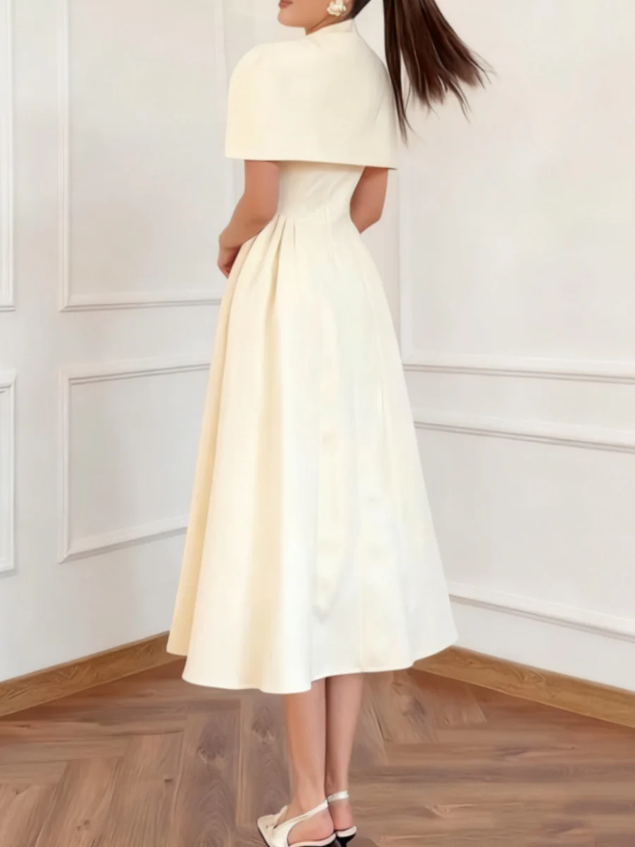 A-Line/Princess V-Neck Wedding Guest Dresses with Wrap Tea-length - Image 2