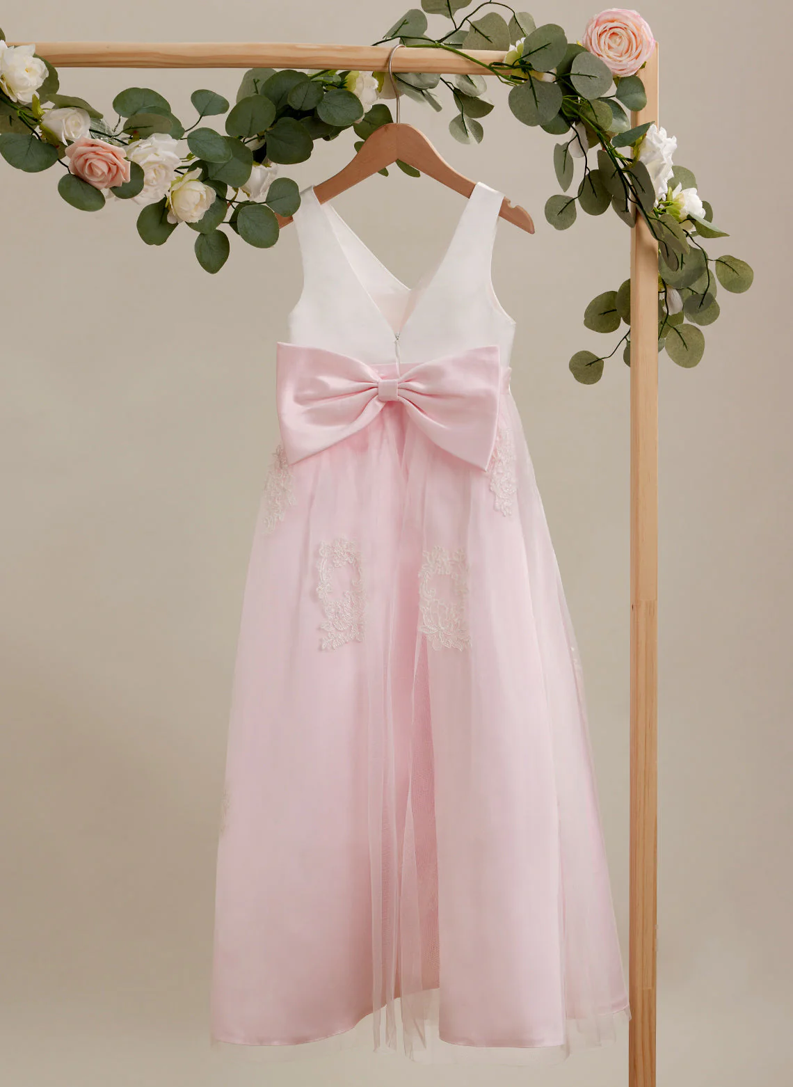 A-line Satin Tulle Ankle-length Pink Dress - Image 11