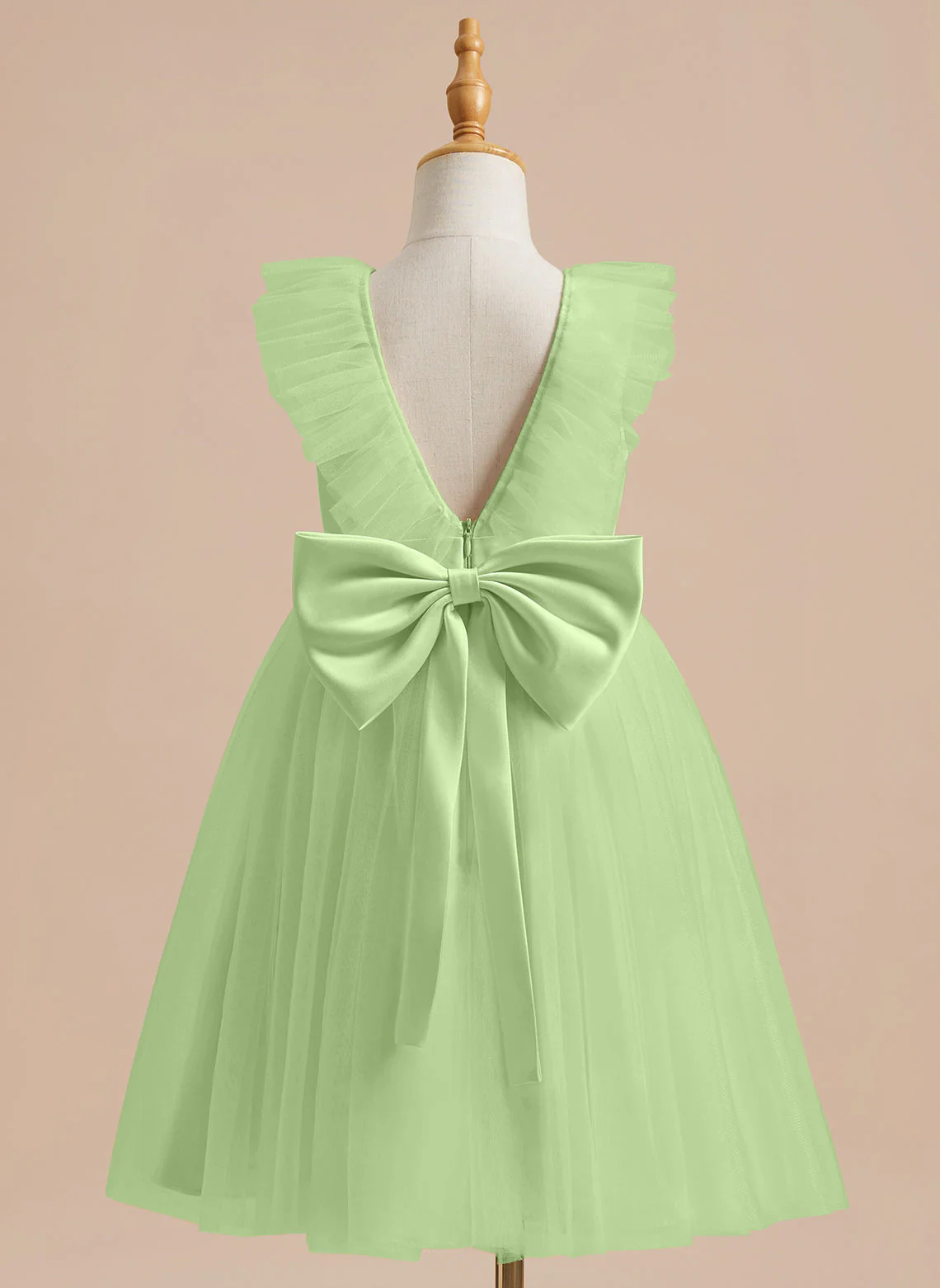 A-line Satin Tulle Knee-length Flower Girl Dress - Image 25