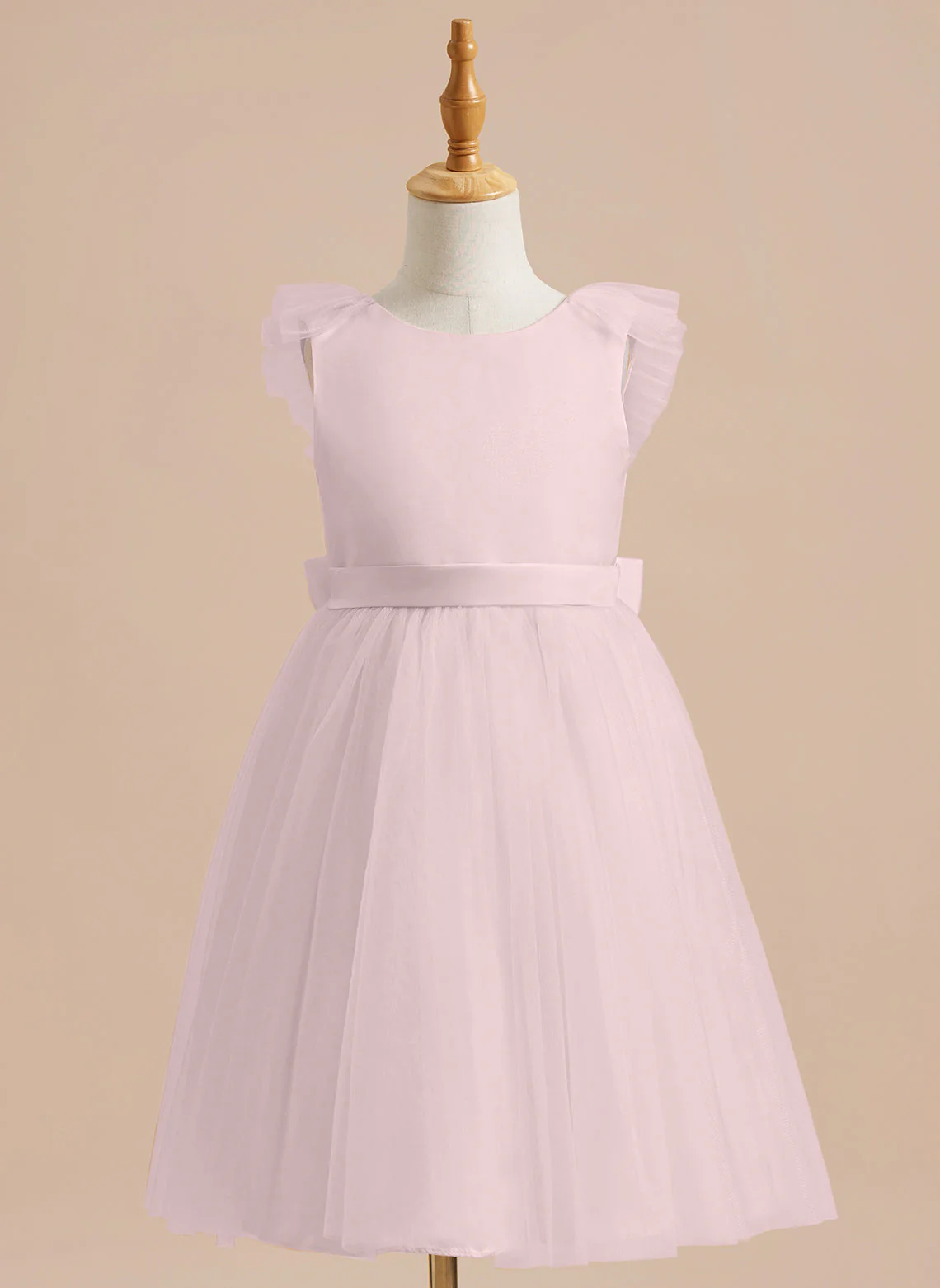 A-line Satin Tulle Knee-length Flower Girl Dress - Image 30