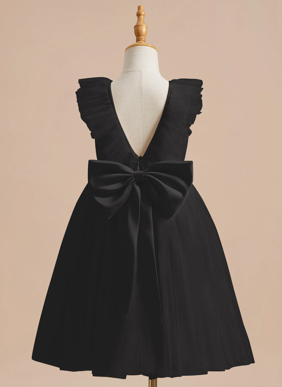 A-line Satin Tulle Knee-length Flower Girl Dress - Image 31