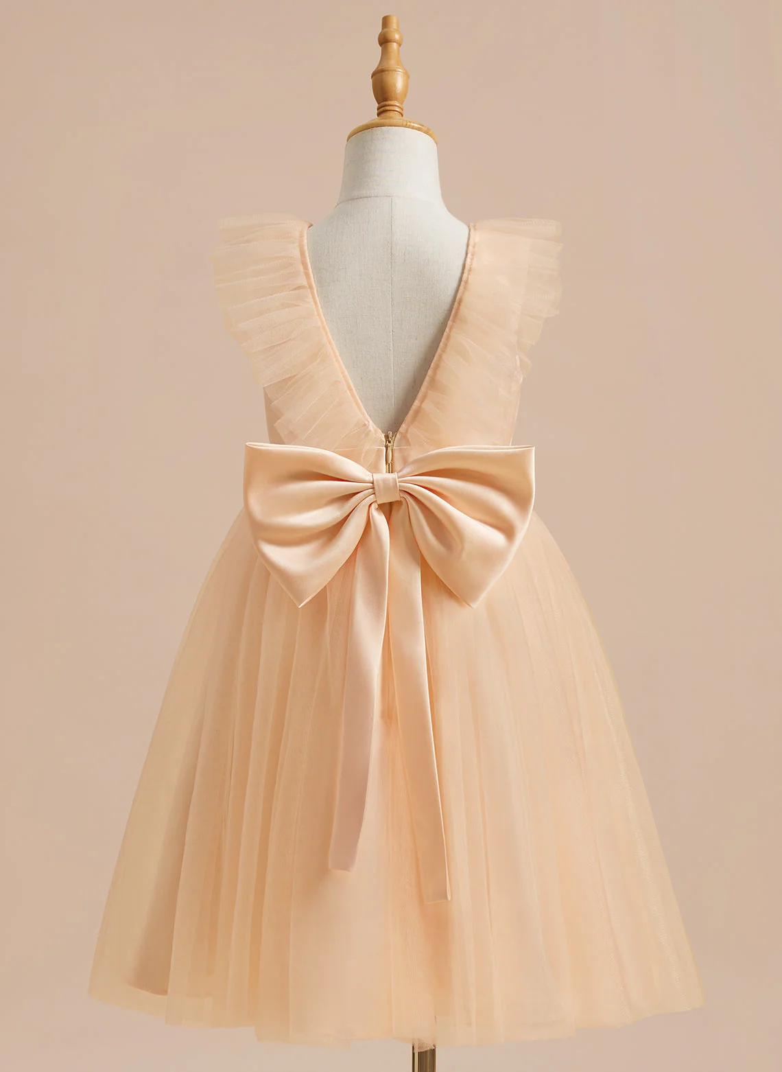 A-line Satin Tulle Knee-length Flower Girl Dress - Image 33