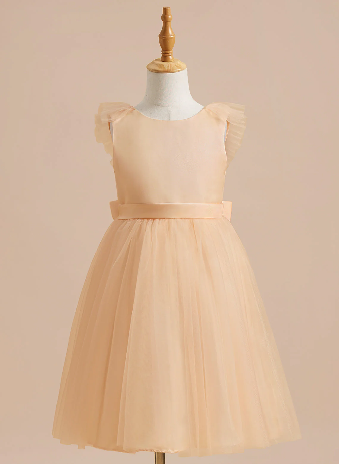 A-line Satin Tulle Knee-length Flower Girl Dress - Image 34