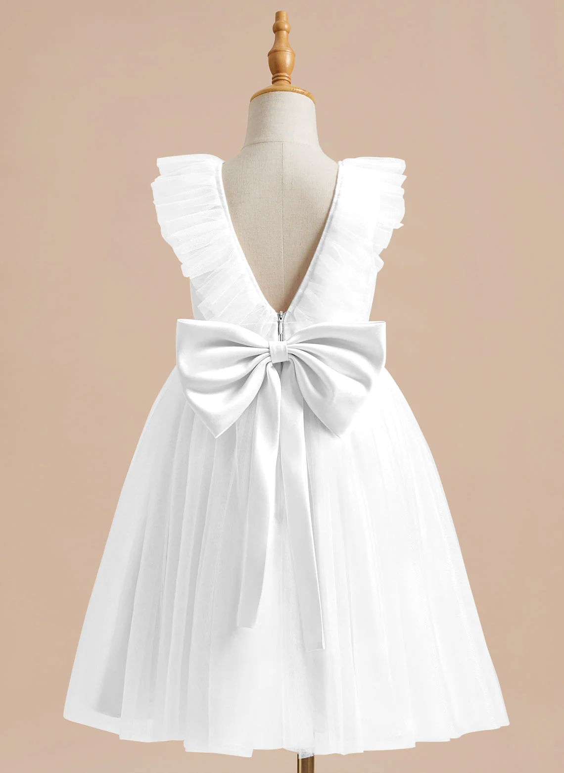 A-line Satin Tulle Knee-length Flower Girl Dress - Image 5