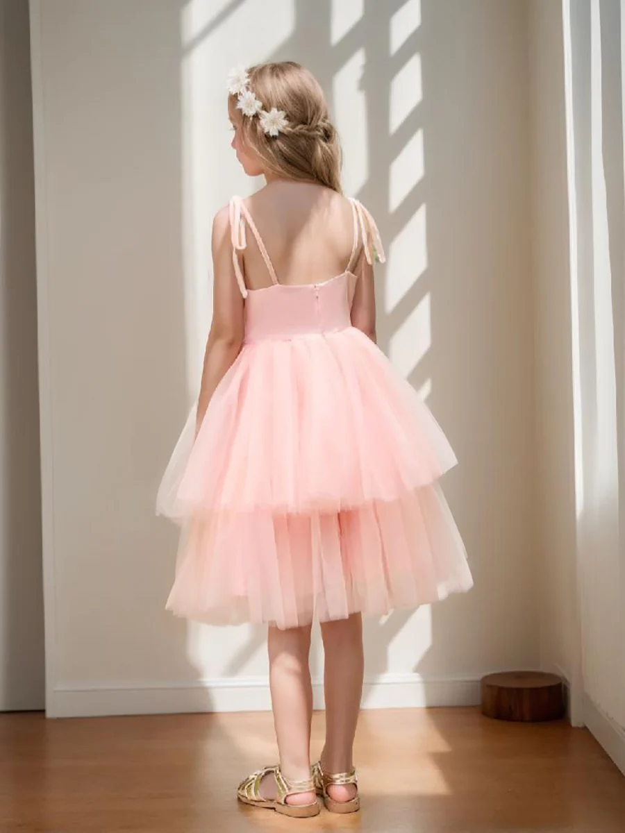 A-line Tulle Knee-length Pearl Pink Dress - Image 2