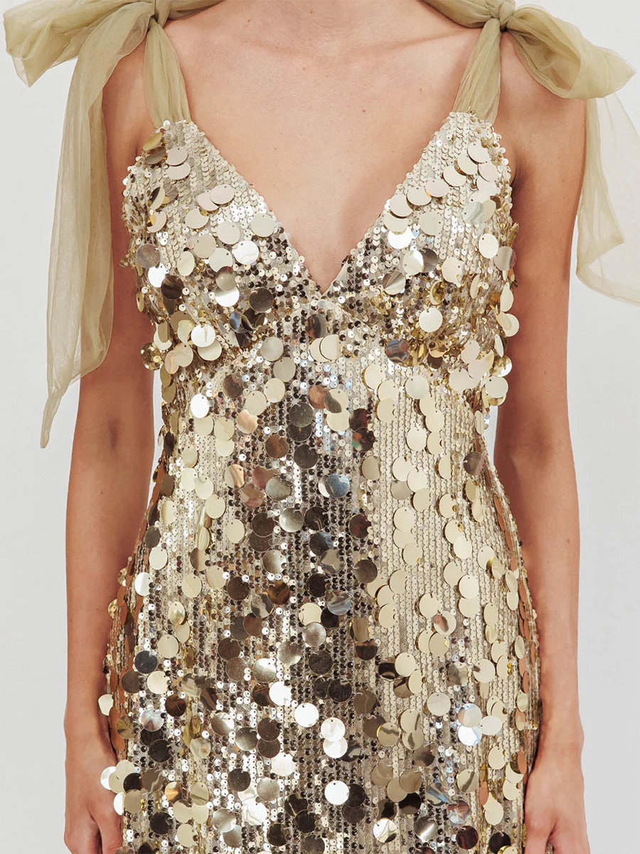 A-Line V-Neck Sleeveless Short/Mini Shiny Homecoming Dresses with Sequins - Image 4