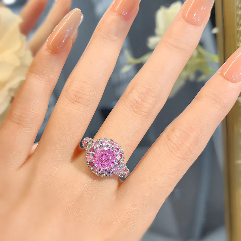 Antique Unique Gradient Pink Diamond Bird Nest Ring - Image 2