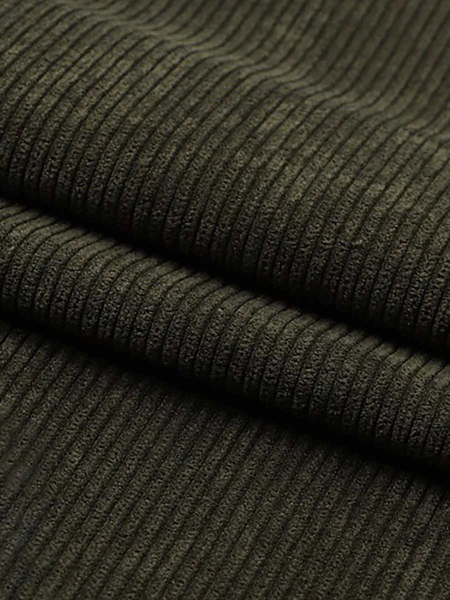 Army Green Men's Party Corduroy Solid Regular Double Breasted Six-buttons Suits - Image 3