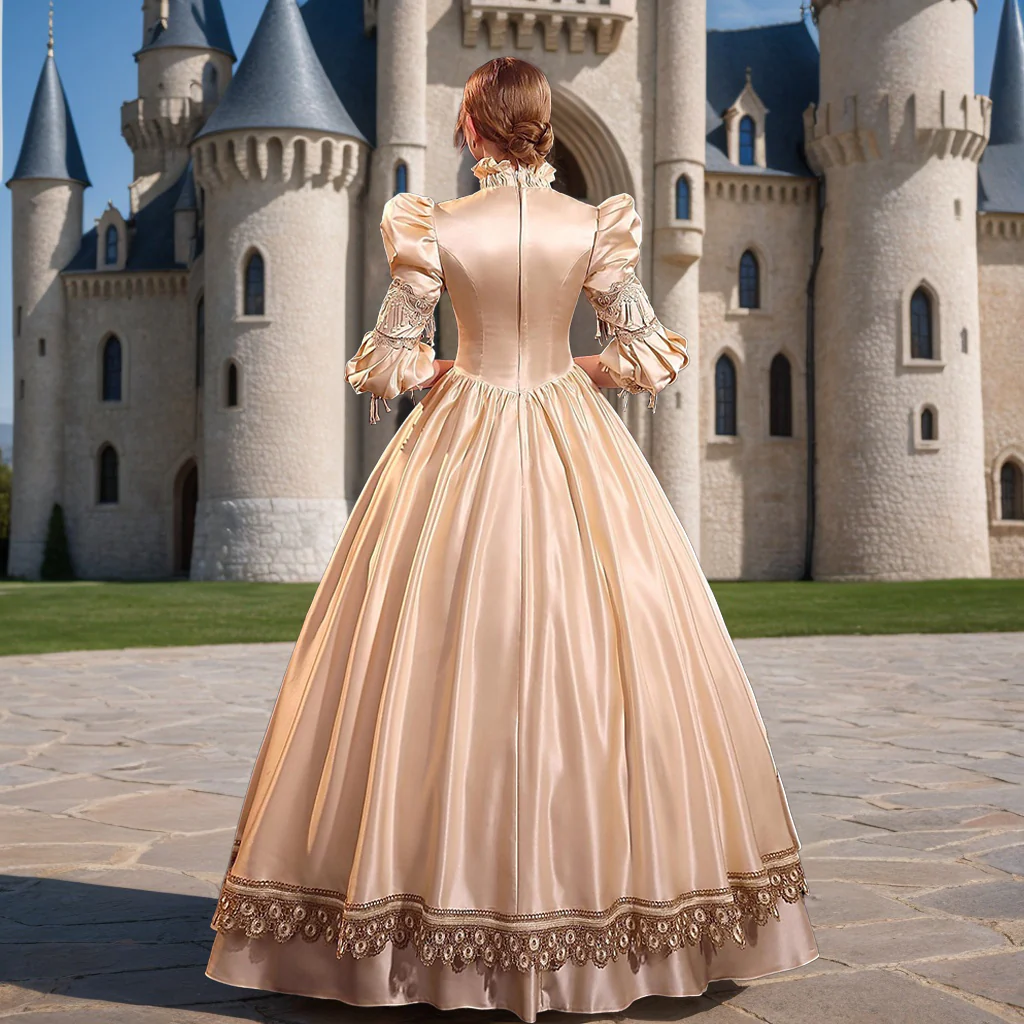 Ball Gown Jewel Neck 3/4 Length Sleeves Floor Length Royal Victorian Party Costume Cosplay Masquerade Rococo Prom Dress - Image 2