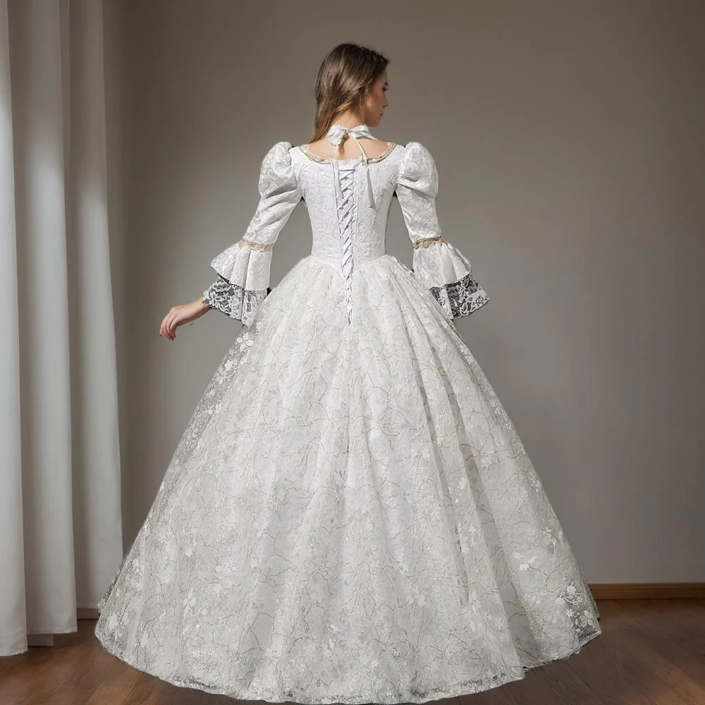 Ball Gown Jewel Neck 3/4 Length Sleeves Floor Length Victorian Party Costume Cosplay Masquerade Lace Party & Evening Rococo Dress - Image 2