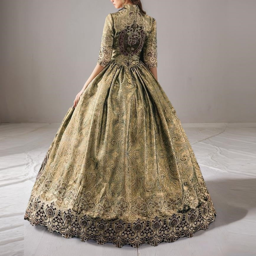 Ball Gown Jewel Neck Half Sleeves Floor Length Victorian Party Costume Cosplay Masquerade Lace Party & Evening Rococo Dress - Image 2