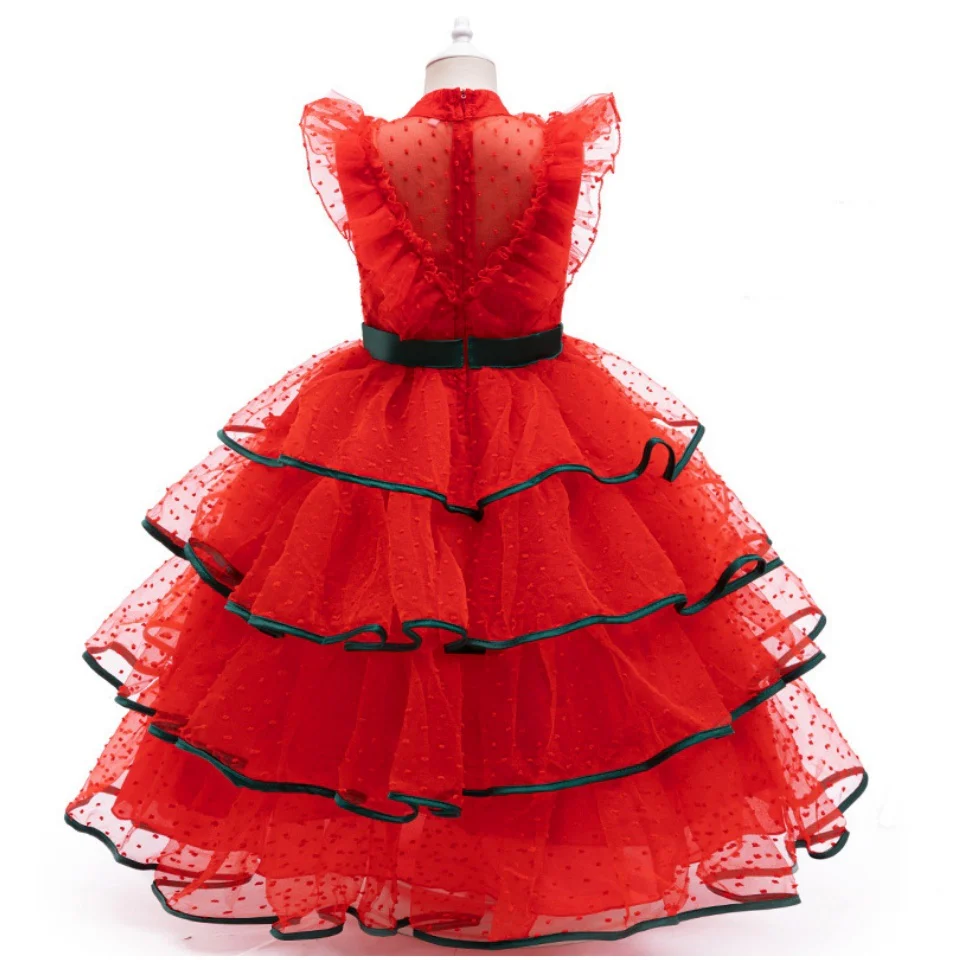 Ball-Gown Jewel Neck Sleeveless Tea-Length Flower Girl Dress with Lace - Image 2