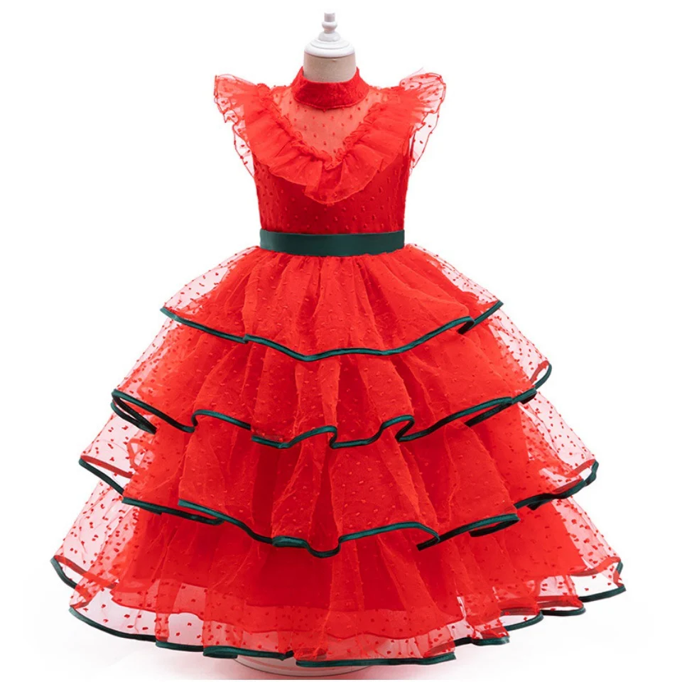 Ball-Gown Jewel Neck Sleeveless Tea-Length Flower Girl Dress with Lace - Image 3