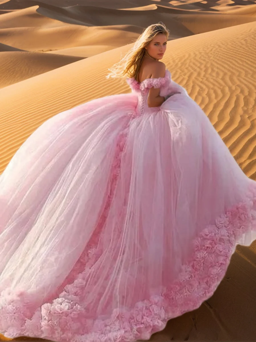 Ball Gown Off-the-Shoulder Sleeveless Gorgeous Wedding Dress with Embroidery - Image 2