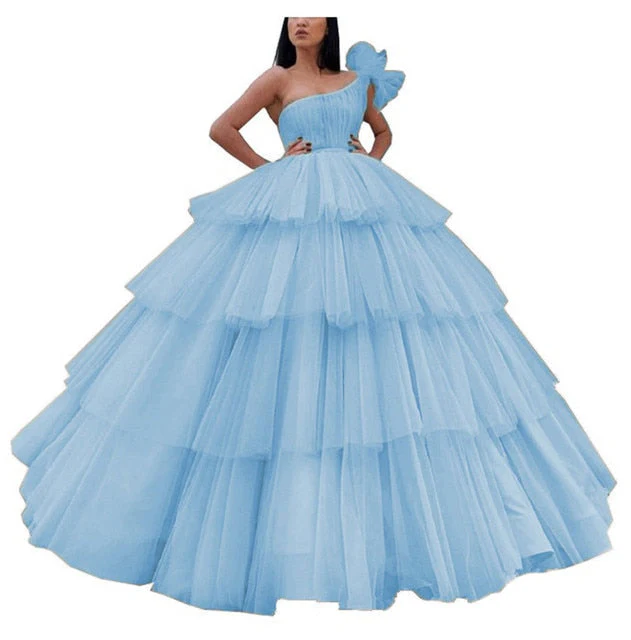 Ball Gown One-Shoulder Floor-length Long Prom Dresses - Image 3