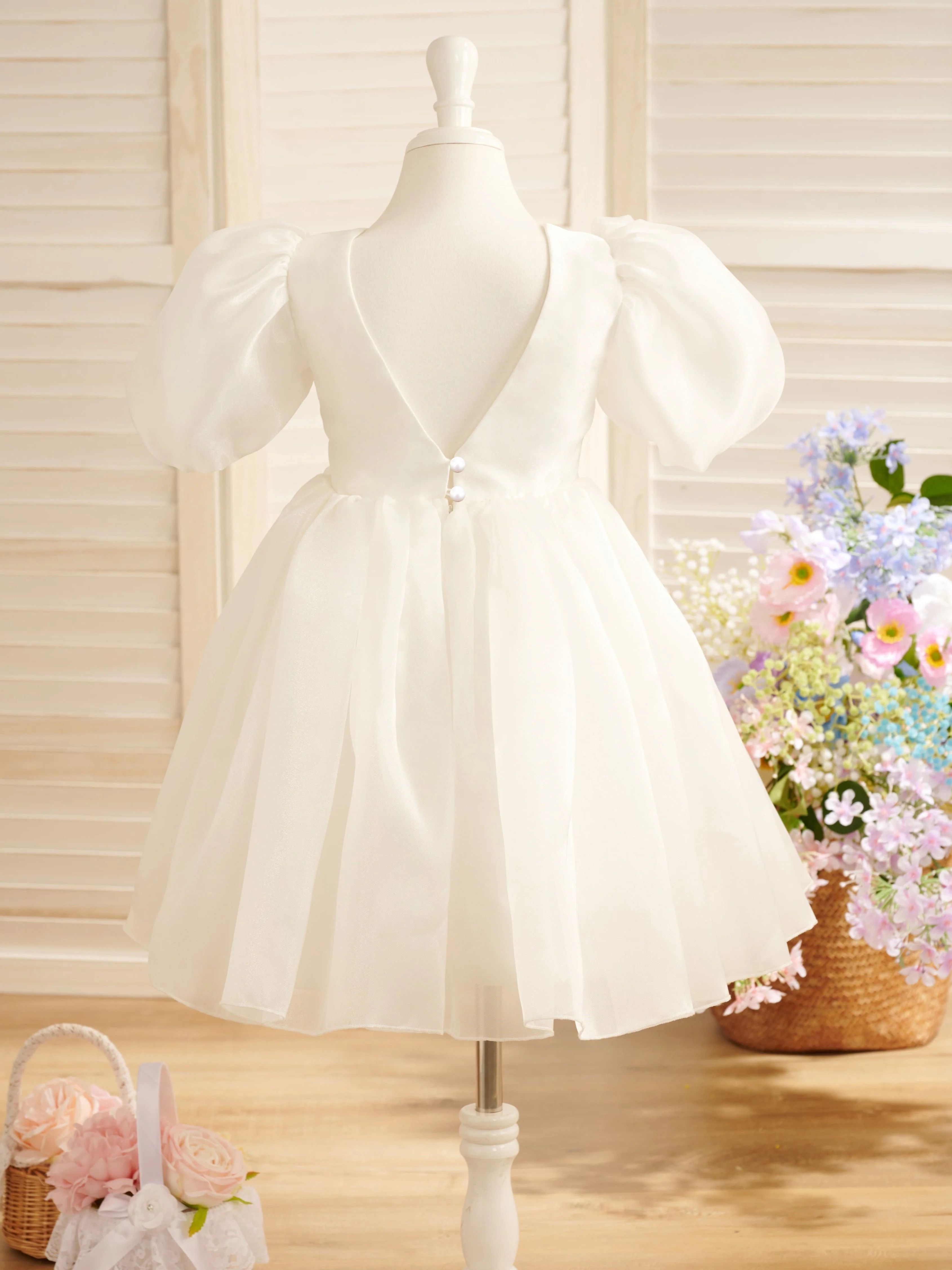 Ball-Gown/Princess Organza Knee-length First Communion Flower Girl Dress - Image 2