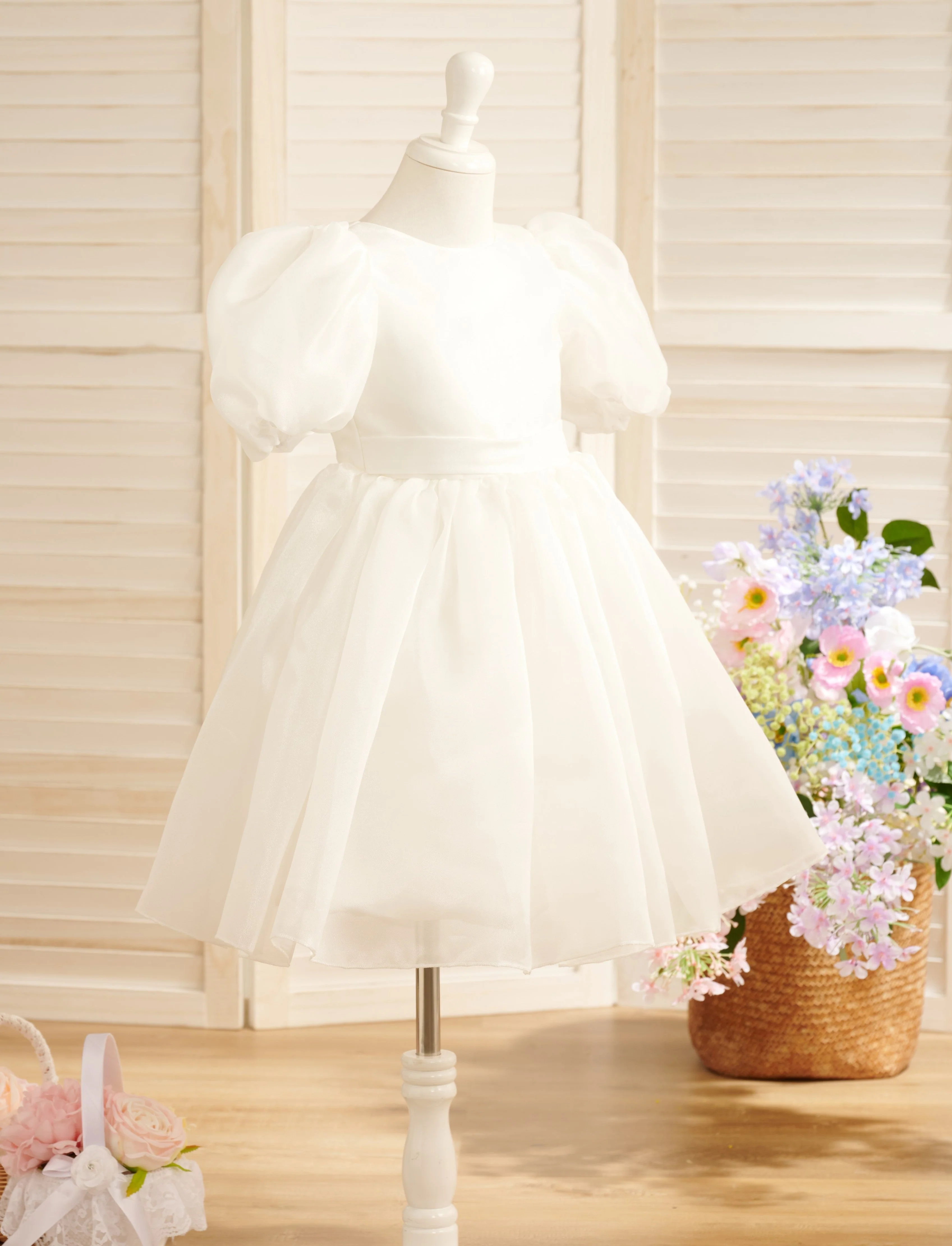 Ball-Gown/Princess Organza Knee-length First Communion Flower Girl Dress - Image 3