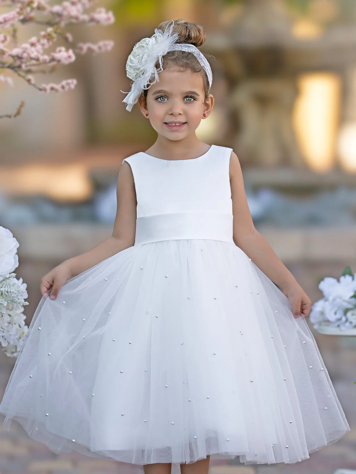 Ball-Gown/Princess Satin Tulle Knee-length Flower Girl Dress - Image 15