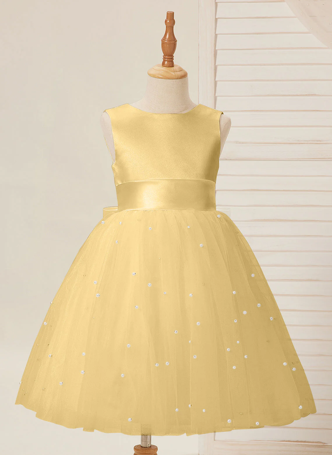 Ball-Gown/Princess Satin Tulle Knee-length Flower Girl Dress - Image 8
