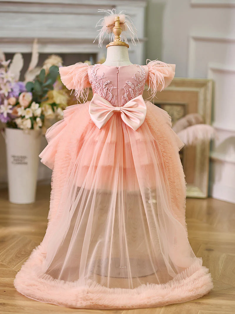 Ball-Gown/Princess Tulle Asymmetrical 1st Birthday Party Baby Girl Dress - Image 2