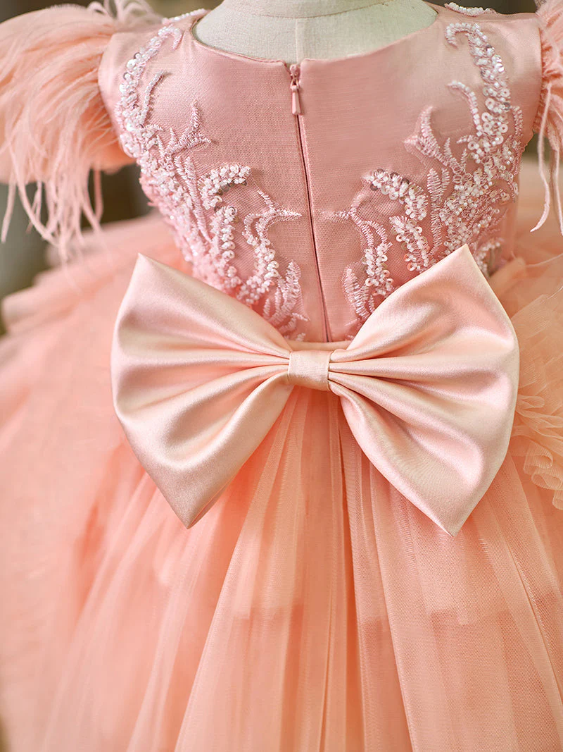 Ball-Gown/Princess Tulle Asymmetrical 1st Birthday Party Baby Girl Dress - Image 4